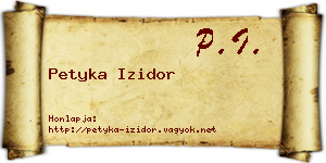 Petyka Izidor névjegykártya